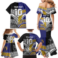 Custom Rugby Niue and Aotearoa Family Matching Mermaid Dress and Hawaiian Shirt Hiapo with Maori Moko Tribal Heritage Tattoos LT03 - Polynesian Pride