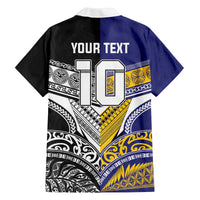 Custom Rugby Niue and Aotearoa Family Matching Off The Shoulder Long Sleeve Dress and Hawaiian Shirt Hiapo with Maori Moko Tribal Heritage Tattoos LT03 - Polynesian Pride