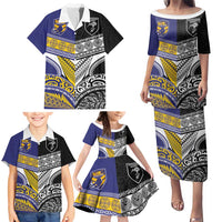 Custom Rugby Niue and Aotearoa Family Matching Puletasi and Hawaiian Shirt Hiapo with Maori Moko Tribal Heritage Tattoos LT03 - Polynesian Pride
