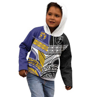 Custom Rugby Niue and Aotearoa Kid Hoodie Hiapo with Maori Moko Tribal Heritage Tattoos LT03 - Polynesian Pride