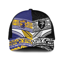 Niue and Aotearoa Rugby Mesh Trucker Cap Hiapo with Maori Moko Tribal Heritage Tattoos - Polynesian Pride