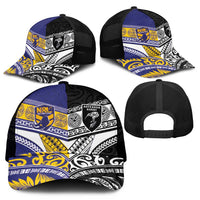 Niue and Aotearoa Rugby Mesh Trucker Cap Hiapo with Maori Moko Tribal Heritage Tattoos - Polynesian Pride