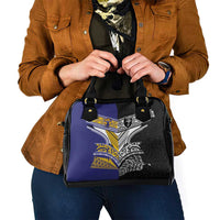 Rugby Niue and Aotearoa Shoulder Handbag Hiapo with Maori Moko Tribal Heritage Tattoos - Polynesian Pride