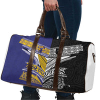 Rugby Niue and Aotearoa Travel Bag Hiapo with Maori Moko Tribal Heritage Tattoos - Polynesian Pride