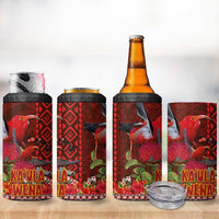 Hawaii KaUla Wena Iiwi 4 in 1 Can Cooler Tumbler With Tropical Plants and 'Ohi'a lehua Kakau Art Tattoo LT03 - Polynesian Pride