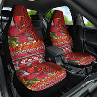 Hawaii KaUla Wena Iiwi Car Seat Cover With Tropical Plants and 'Ohi'a lehua Kakau Art Tattoo LT03 One Size Red - Polynesian Pride