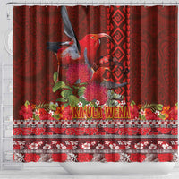 Hawaii KaUla Wena Iiwi Shower Curtain With Tropical Plants and 'Ohi'a lehua Kakau Art Tattoo LT03 - Polynesian Pride