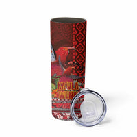 Hawaii KaUla Wena Iiwi Skinny Tumbler With Tropical Plants and 'Ohi'a lehua Kakau Art Tattoo LT03 - Polynesian Pride