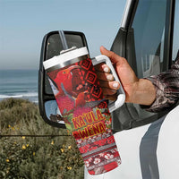 Hawaii KaUla Wena Iiwi Tumbler With Handle With Tropical Plants and 'Ohi'a lehua Kakau Art Tattoo LT03 - Polynesian Pride