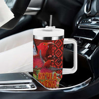 Hawaii KaUla Wena Iiwi Tumbler With Handle With Tropical Plants and 'Ohi'a lehua Kakau Art Tattoo LT03 - Polynesian Pride