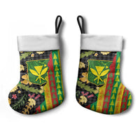Hawaiian Tropical Plants Lei Christmas Stocking Kanaka Maoli Tribal with Palaka Motifs - Polynesian Pride