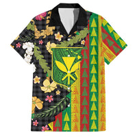 Hawaiian Tropical Plants Lei Family Matching Mermaid Dress and Hawaiian Shirt Kanaka Maoli Tribal with Palaka Motifs LT03 Dad's Shirt - Short Sleeve Multicolor - Polynesian Pride