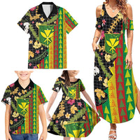 Hawaiian Tropical Plants Lei Family Matching Summer Maxi Dress and Hawaiian Shirt Kanaka Maoli Tribal with Palaka Motifs LT03 - Polynesian Pride