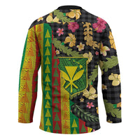 Hawaiian Tropical Plants Lei Hockey Jersey Kanaka Maoli Tribal with Palaka Motifs - Polynesian Pride