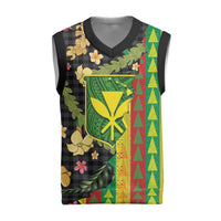 Hawaiian Tropical Plants Lei Christmas Knitted V-Neck Vest Kanaka Maoli Tribal with Palaka Motifs LT03 Multicolor - Polynesian Pride