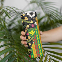 Hawaiian Tropical Plants Lei Skinny Tumbler Kanaka Maoli Tribal with Palaka Motifs LT03 - Polynesian Pride