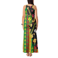 Hawaiian Tropical Plants Lei Tank Maxi Dress Kanaka Maoli Tribal with Palaka Motifs LT03 - Polynesian Pride