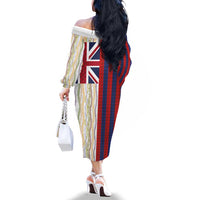 Hawaiian Tropical Plants Lei Family Matching Off The Shoulder Long Sleeve Dress and Hawaiian Shirt National Flag Style LT03 - Polynesian Pride