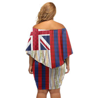 Hawaiian Tropical Plants Lei Family Matching Off Shoulder Short Dress and Hawaiian Shirt National Flag Style LT03 - Polynesian Pride