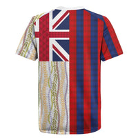 Hawaiian Tropical Plants Lei Rugby Jersey National Flag Style - Polynesian Pride