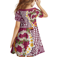 Hawaiian Plumeria Lei Family Matching Off Shoulder Maxi Dress and Hawaiian Shirt Kakau Motifs and Palaka Half Style Pink Color LT03 - Polynesian Pride