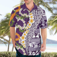 Hawaiian Plumeria Lei Hawaiian Shirt Kakau Motifs and Palaka Half Style Purple Color LT03 - Polynesian Pride