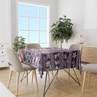 Hawaiian Plumeria Lei Tablecloth Kakau Motifs and Palaka Half Style Purple Color - Polynesian Pride