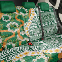 Hawaiian Plumeria Lei Back Car Seat Cover Kakau Motifs and Palaka Half Style Green Color LT03 - Polynesian Pride