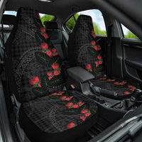 Hawaiian Kakau Art Car Seat Cover Taro Leaves with Ohia Lehua and Pakala Pattern LT03 One Size Black - Polynesian Pride