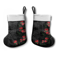Hawaiian Kakau Art Christmas Stocking Taro Leaves with Ohia Lehua and Pakala Pattern - Polynesian Pride