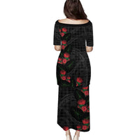 Hawaiian Kakau Art Family Matching Puletasi and Hawaiian Shirt Taro Leaves with Ohia Lehua and Pakala Pattern LT03 - Polynesian Pride