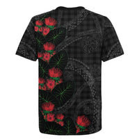 Hawaiian Kakau Art Rugby Jersey Taro Leaves with Ohia Lehua and Pakala Pattern - Polynesian Pride