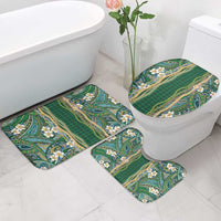 Hawaiian Art Flower Tribal with Lei Bathroom Set Palaka Pattern Green Color LT03 - Polynesian Pride