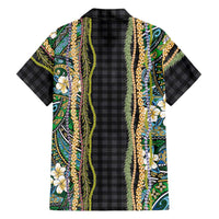 Hawaiian Art Flower Tribal with Lei Family Matching Mermaid Dress and Hawaiian Shirt Palaka Pattern Black Color LT03 - Polynesian Pride