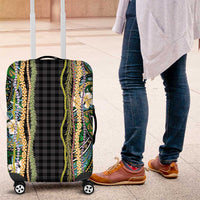 Hawaiian Art Flower Tribal with Lei Luggage Cover Palaka Pattern Black Color LT03 Black - Polynesian Pride