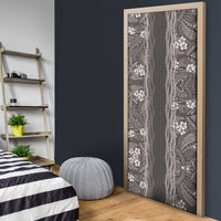 Hawaiian Art Flower Tribal with Lei Door Cover Palaka Pattern Grayscale - Polynesian Pride