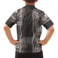 Hawaiian Art Flower Tribal with Lei Family Matching Mermaid Dress and Hawaiian Shirt Palaka Pattern Grayscale LT03 - Polynesian Pride