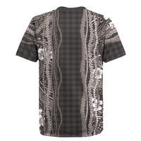 Hawaiian Art Flower Tribal with Lei Rugby Jersey Palaka Pattern Grayscale - Polynesian Pride