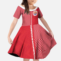 Custom Tahiti Football-Iron Warriors Family Matching Off Shoulder Maxi Dress and Hawaiian Shirt LT03 Daughter's Dress Red - Polynesian Pride