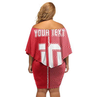 Custom Tahiti Football-Iron Warriors Family Matching Off Shoulder Short Dress and Hawaiian Shirt LT03 - Polynesian Pride
