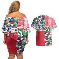 Hawaiian Floral Kakau Tropical Leaves-Sporty Style Couples Matching Off Shoulder Short Dress and Hawaiian Shirt LT03 - Polynesian Pride