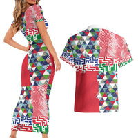 Hawaiian Floral Kakau Tropical Leaves-Sporty Style Couples Matching Short Sleeve Bodycon Dress and Hawaiian Shirt LT03 - Polynesian Pride