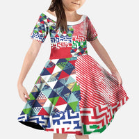 Hawaiian Floral Kakau Tropical Leaves-Sporty Style Family Matching Puletasi and Hawaiian Shirt LT03 Daughter's Dress Art - Polynesian Pride