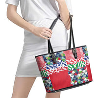 Hawaiian Floral Kakau Tropical Leaves-Sporty Style Leather Tote Bag