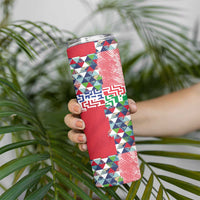 Hawaiian Floral Kakau Tropical Leaves-Sporty Style Skinny Tumbler LT03 - Polynesian Pride