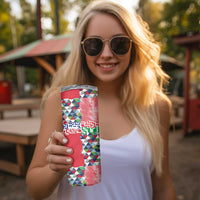 Hawaiian Floral Kakau Tropical Leaves-Sporty Style Skinny Tumbler LT03 - Polynesian Pride