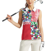 Hawaiian Floral Kakau Tropical Leaves-Sporty Style Women Sleeveless Polo Shirt