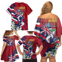 Hawaii Runner-Kakau Art with Lei and Plumeria Family Matching Off Shoulder Short Dress and Hawaiian Shirt LT03 - Polynesian Pride