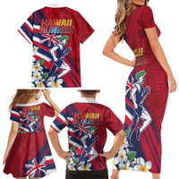 Hawaii Runner-Kakau Art with Lei and Plumeria Family Matching Short Sleeve Bodycon Dress and Hawaiian Shirt LT03 - Polynesian Pride