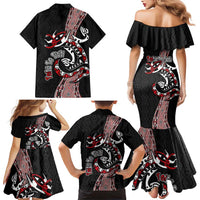 Aotearoa Toitu Te Tiriti Taniko Family Matching Mermaid Dress and Hawaiian Shirt Maori Taniwha Haka - Honour the Treaty LT03 - Polynesian Pride